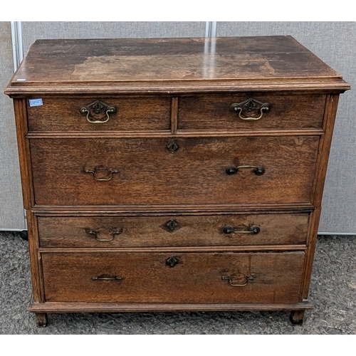 771 - Georgian 5 Drawer Chest Of Drawers With Brass Handles - In 2 Parts