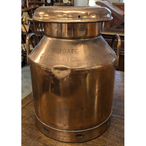 5 - A Trowbridge Unigate Creameries Copper Plated Milk Churn - 46cm