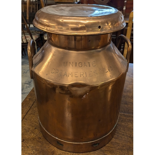 5 - A Trowbridge Unigate Creameries Copper Plated Milk Churn - 46cm