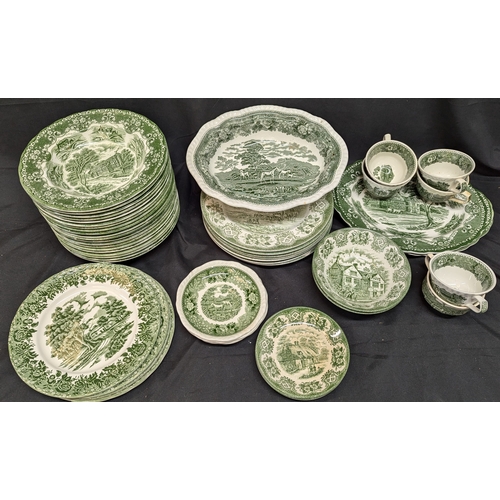 774 - Mixed Green And White Dinner Services - Adams & WH Grindley - 48 Pieces In Total