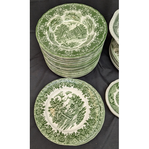 774 - Mixed Green And White Dinner Services - Adams & WH Grindley - 48 Pieces In Total