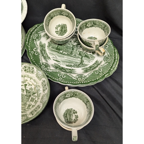 774 - Mixed Green And White Dinner Services - Adams & WH Grindley - 48 Pieces In Total