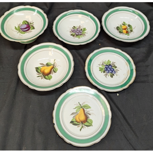 777 - Antique French Old Paris Porcelain - 4x Footed Fruit Bowls (Tallest With Damage - Pictured) And 2x P... 