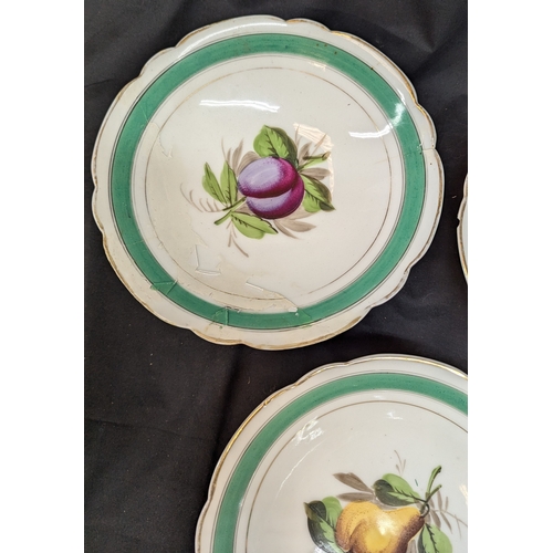 777 - Antique French Old Paris Porcelain - 4x Footed Fruit Bowls (Tallest With Damage - Pictured) And 2x P... 