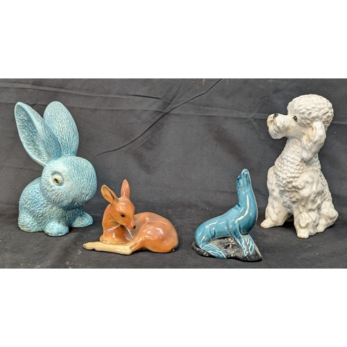 779 - Sylvac Poodle And Rabbit With Poole Dolphin And A Kari Haisermann Deer with Repair