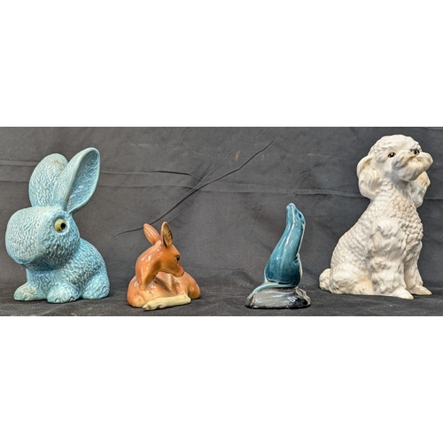 779 - Sylvac Poodle And Rabbit With Poole Dolphin And A Kari Haisermann Deer with Repair