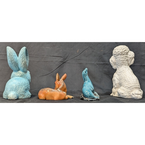 779 - Sylvac Poodle And Rabbit With Poole Dolphin And A Kari Haisermann Deer with Repair