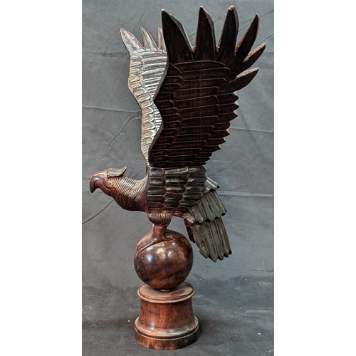 90 - Large Carved Wooden Eagle Standing On Wooden Base - 50 x 50 x25cm