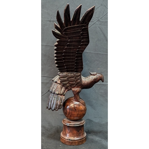 90 - Large Carved Wooden Eagle Standing On Wooden Base - 50 x 50 x25cm