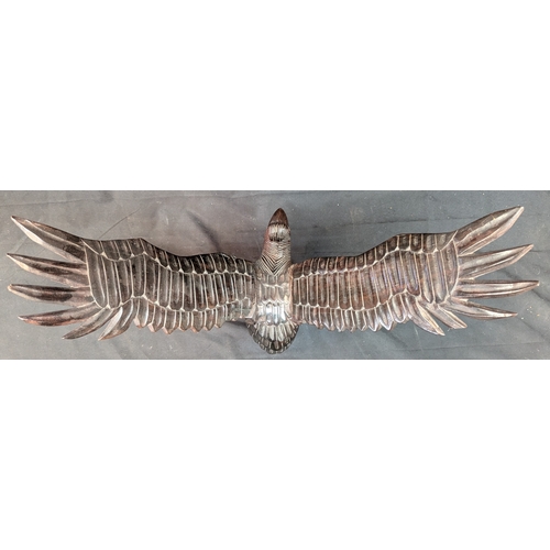 90 - Large Carved Wooden Eagle Standing On Wooden Base - 50 x 50 x25cm