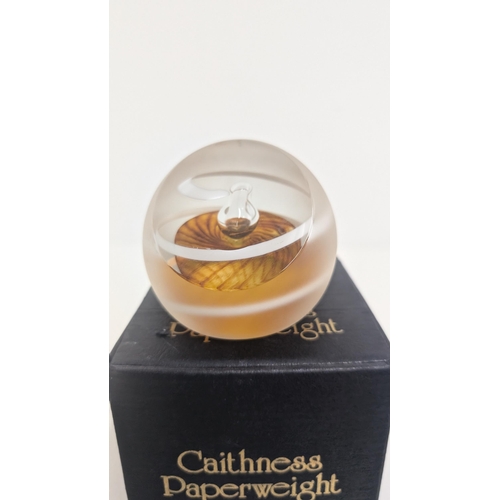 127 - A Collection of Vintage Paperweights:
- Caithness Glass Boxed Calypso Topaz
- Caithness Glass Boxed ... 