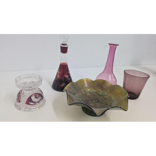 194 - A Selection of Crystal and Glassware including:
- Fruits and Flowers Carnival |Glass Iridized Bowl 2... 