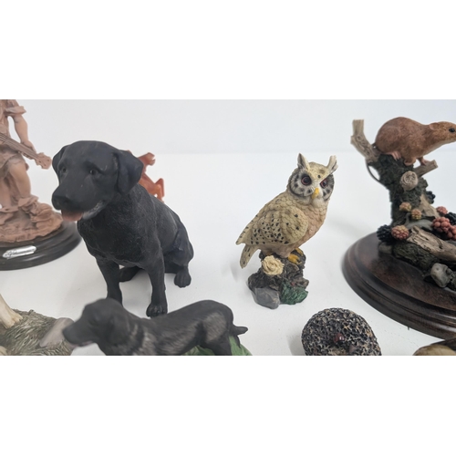 195 - A Selection of Vintage Porcelain, Stone etc. Ornaments inc. Golden Retriever, Black Lab, Doormouse, ... 