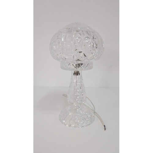 34 - Circa 1920 Heavy Crystal Mushroom Table Lamp approx. 37cm High,  Shade Diameter approx. 16.5cm.  No ... 