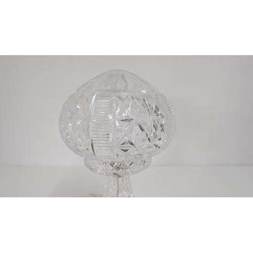 34 - Circa 1920 Heavy Crystal Mushroom Table Lamp approx. 37cm High,  Shade Diameter approx. 16.5cm.  No ... 