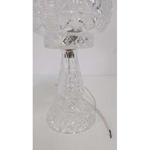 34 - Circa 1920 Heavy Crystal Mushroom Table Lamp approx. 37cm High,  Shade Diameter approx. 16.5cm.  No ... 