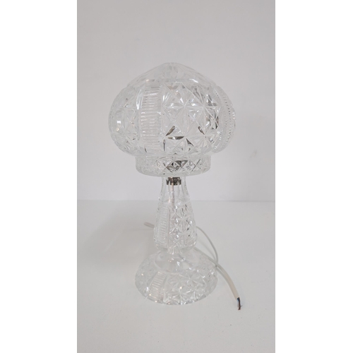 34 - Circa 1920 Heavy Crystal Mushroom Table Lamp approx. 37cm High,  Shade Diameter approx. 16.5cm.  No ... 