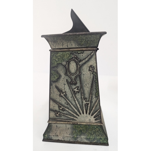 91 - Huntley and Palmer Biscuit Tin 1913 in the form of a Stone Column with Winged Cherubs, Bats and Bird... 