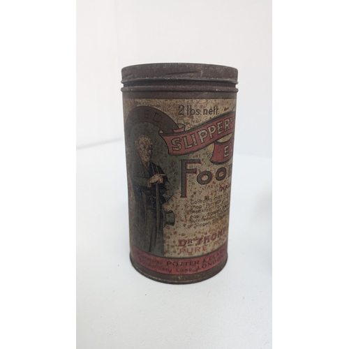 93 - Antique and Vintage Tins including:
- Slippery Elm Food for Infants Tin Circa 1910-1920 . 19cm Tall.... 