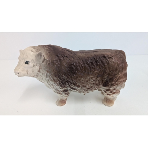 95 - Large Melmaware Hereford Bull 24cm Long, 14cm High, A Vintage Chalkware Bull 20cm Long, 13cm High an... 