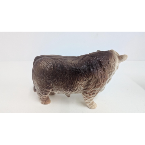 95 - Large Melmaware Hereford Bull 24cm Long, 14cm High, A Vintage Chalkware Bull 20cm Long, 13cm High an... 