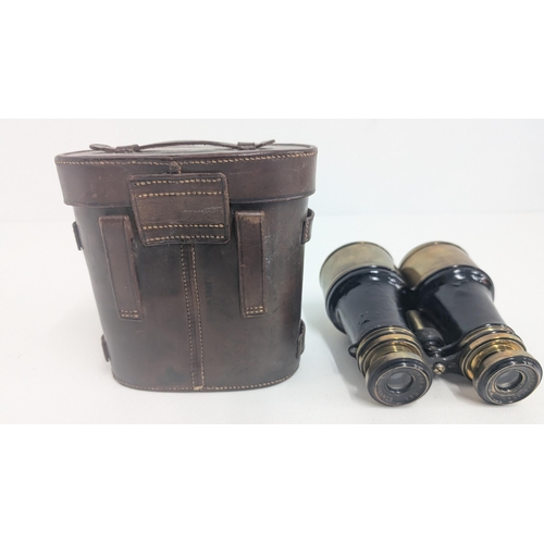 96 - Vintage Admiral 12 x Glasses made in France Binoculars in Leather Case . Some damage to leather pain... 