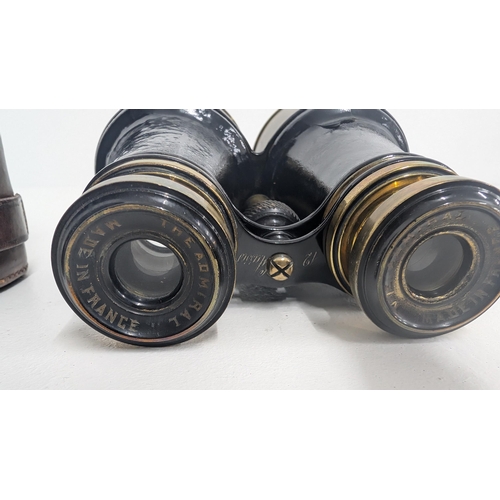 96 - Vintage Admiral 12 x Glasses made in France Binoculars in Leather Case . Some damage to leather pain... 