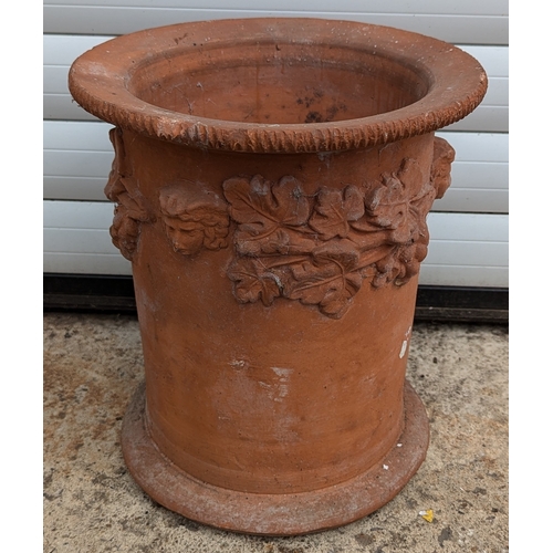 865 - Terracotta Planter, Pillar Top, And Concrete Planter On Granite Base