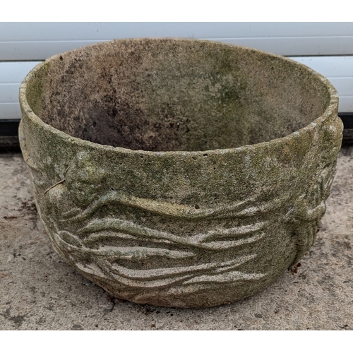 865 - Terracotta Planter, Pillar Top, And Concrete Planter On Granite Base