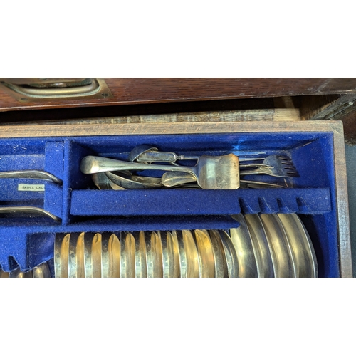 20 - A Norman Hirst & Co. Canteen Of Cutlery Complete In Hardwood Case With Lift Up Lid And 2 Drawers - O... 