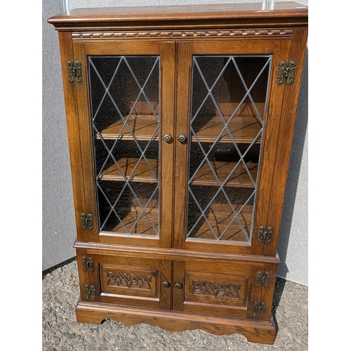 783 - Vintage Part Glazed Cabinet By Old Charm Furniture With Lower Cupboard And 2 Shelves - 128 x 81 x 29... 