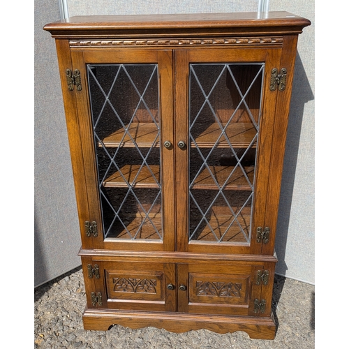 783 - Vintage Part Glazed Cabinet By Old Charm Furniture With Lower Cupboard And 2 Shelves - 128 x 81 x 29... 