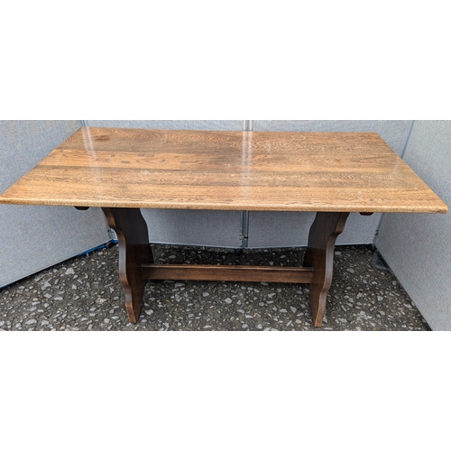 973 - Vintage Oak Refectory Kitchen Table - Top Has Split - 74 x 137 x 48cm