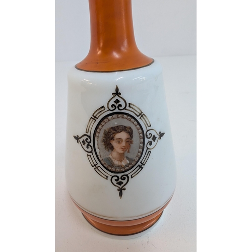 122 - Antique Art Glass Portrait Decanter Circa 1850 - 22cm Tall