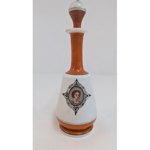 122 - Antique Art Glass Portrait Decanter Circa 1850 - 22cm Tall