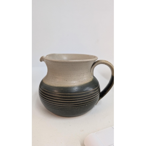 153 - A Collection Of Stoneware And Pottery Including: Antique Stoneware Hot Water Bottle; Mid Century Cor... 