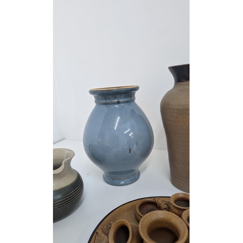 153 - A Collection Of Stoneware And Pottery Including: Antique Stoneware Hot Water Bottle; Mid Century Cor... 