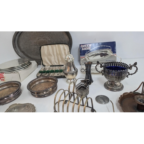 586 - A Large Quantity Of Antique Silverplateware With Some Brass And Copper Items