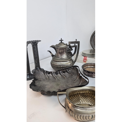 586 - A Large Quantity Of Antique Silverplateware With Some Brass And Copper Items