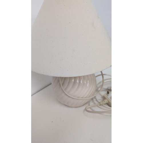 595 - 3 Vintage Porcelain Lamps - St. Michael's - Marks & Spencer - Tallest 29cm With 2 Vintage Glass Shad... 