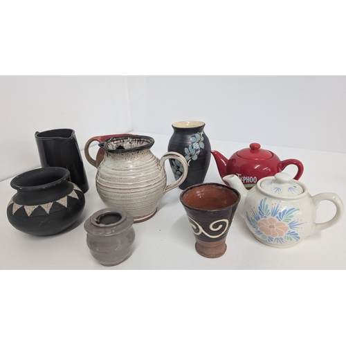 931 - A Collection Of Vintage Pottery Vases, Jugs And Teapots (9 Items Total)