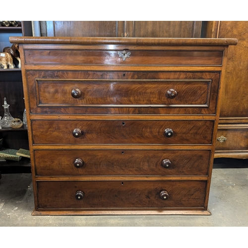 12 - A Victorian Mahogany Scotch Chest Of Drawers With Mother Of Pearl Inlaid Handles - 130 x 118 x 55.5c... 