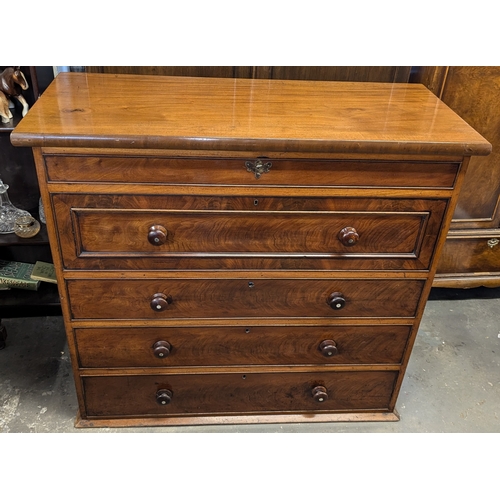 12 - A Victorian Mahogany Scotch Chest Of Drawers With Mother Of Pearl Inlaid Handles - 130 x 118 x 55.5c... 