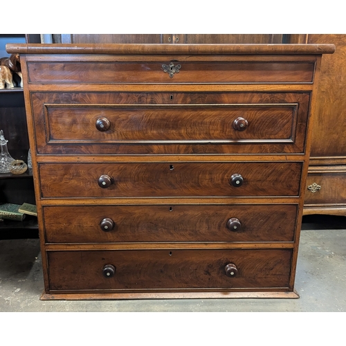 12 - A Victorian Mahogany Scotch Chest Of Drawers With Mother Of Pearl Inlaid Handles - 130 x 118 x 55.5c... 