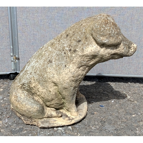 834 - Concrete Pig Garden Ornament - 43 x 43 x 36cm