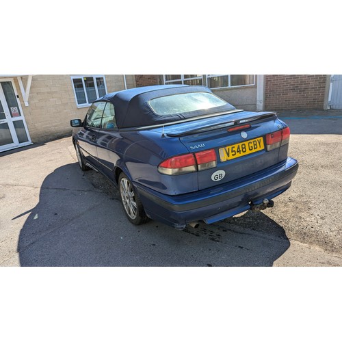 800 - SAAB 9-3 SE Sport 2 ltr Petrol Convertible 1999. Registration: V548 GBY , 83000 Miles. The car start... 