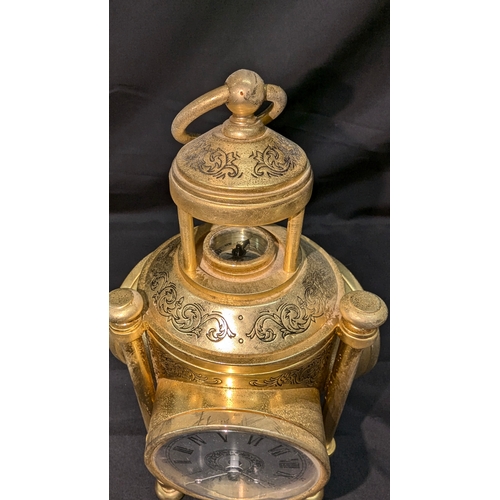 75 - A Triple Faced Clock, Barometer, Thermometer and Compass 25cm High