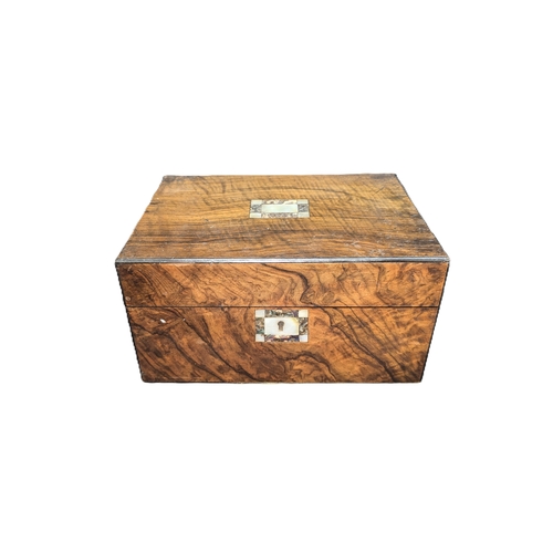 9 - A Mother of Pearl Inlaid Sewing Box and Contents