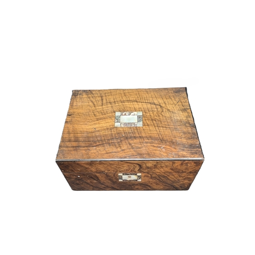 9 - A Mother of Pearl Inlaid Sewing Box and Contents