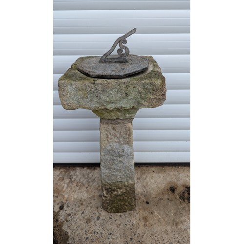 878 - A Natural Stone And Lead Sundial - 75cm Tall